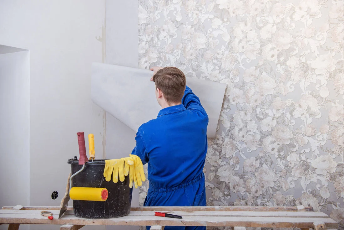 Accent wall wallpaper installation in Alpharetta, GA